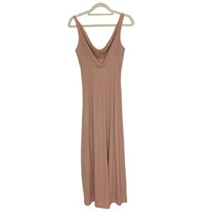 Vintage John Kloss for Cira Tan Long Nightgown Negligee M Draped Cowl Neck Dress